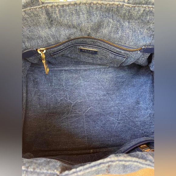 PRADA CANAPA Tote Bag, Large Tote, Handbag, Denim Canvas 100% AUTHENTIC! - Picture 11 of 16